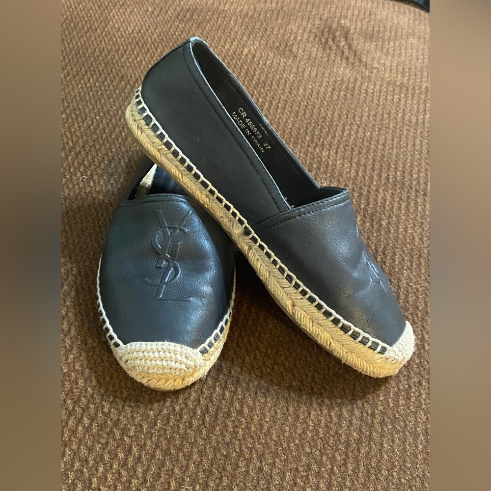 Yves Saint Laurent Black Leather Espadrilles